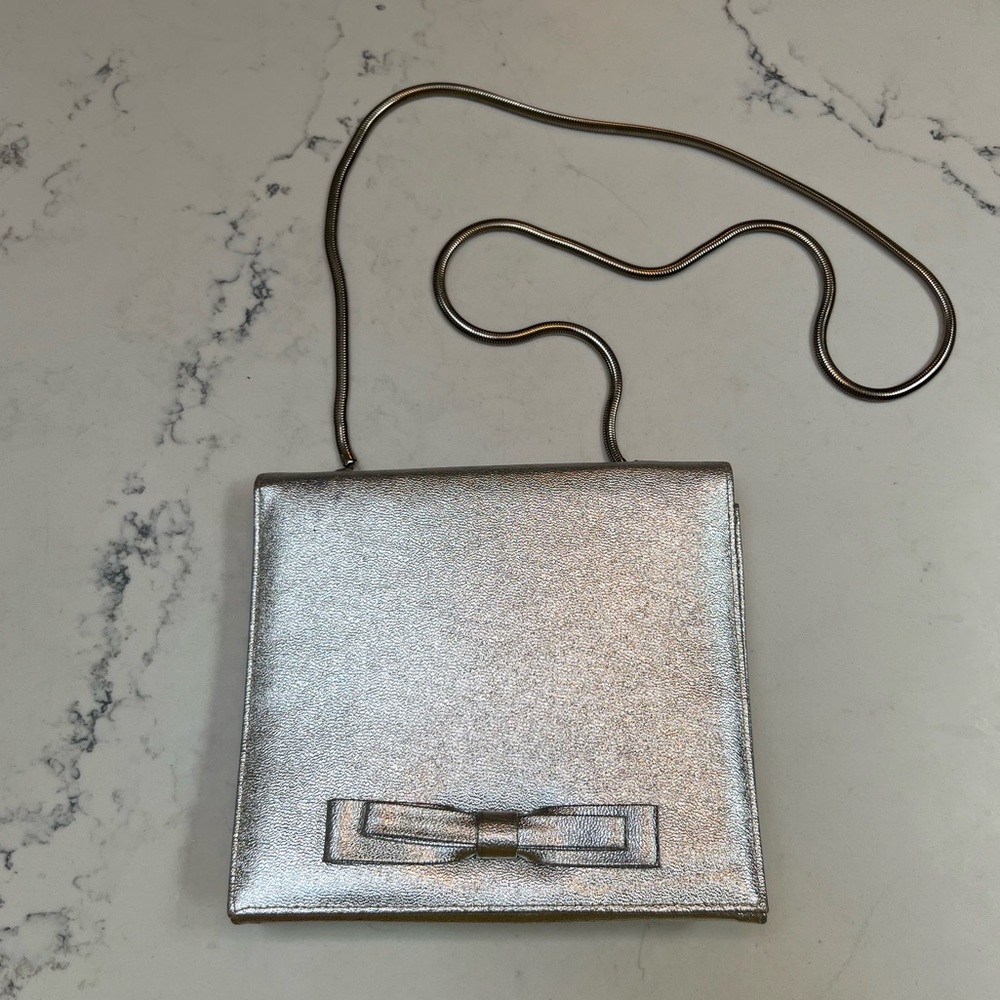 Miss Lewis Metallic Silver Crossbody Bag with Metal Strap